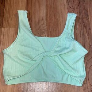 Mint knot crop top
